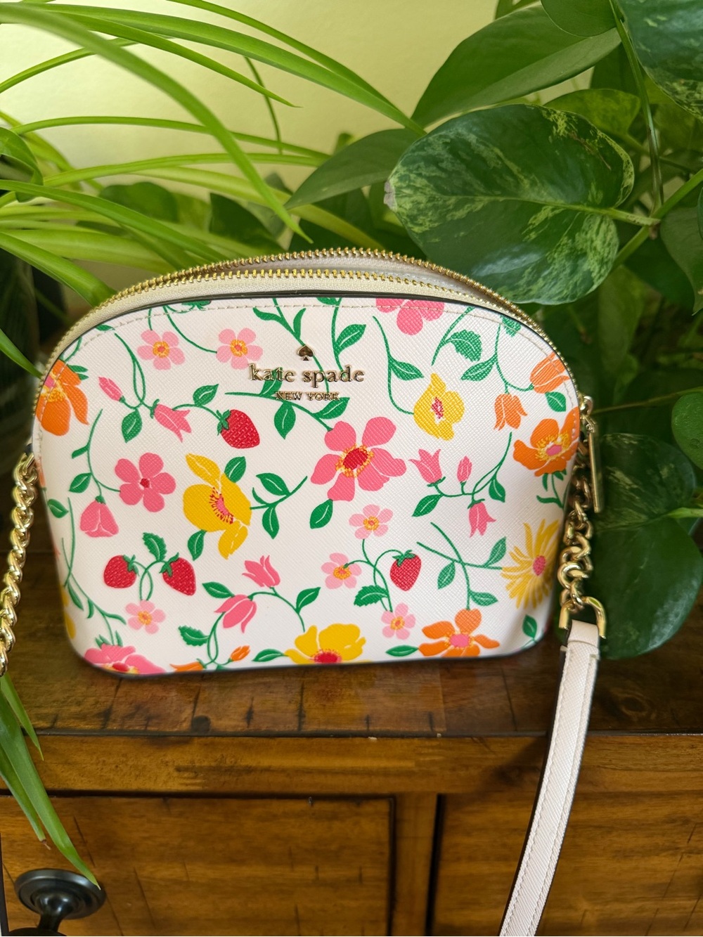 Kate Spade Lauryn Strawberry Vines Dome Crossbody